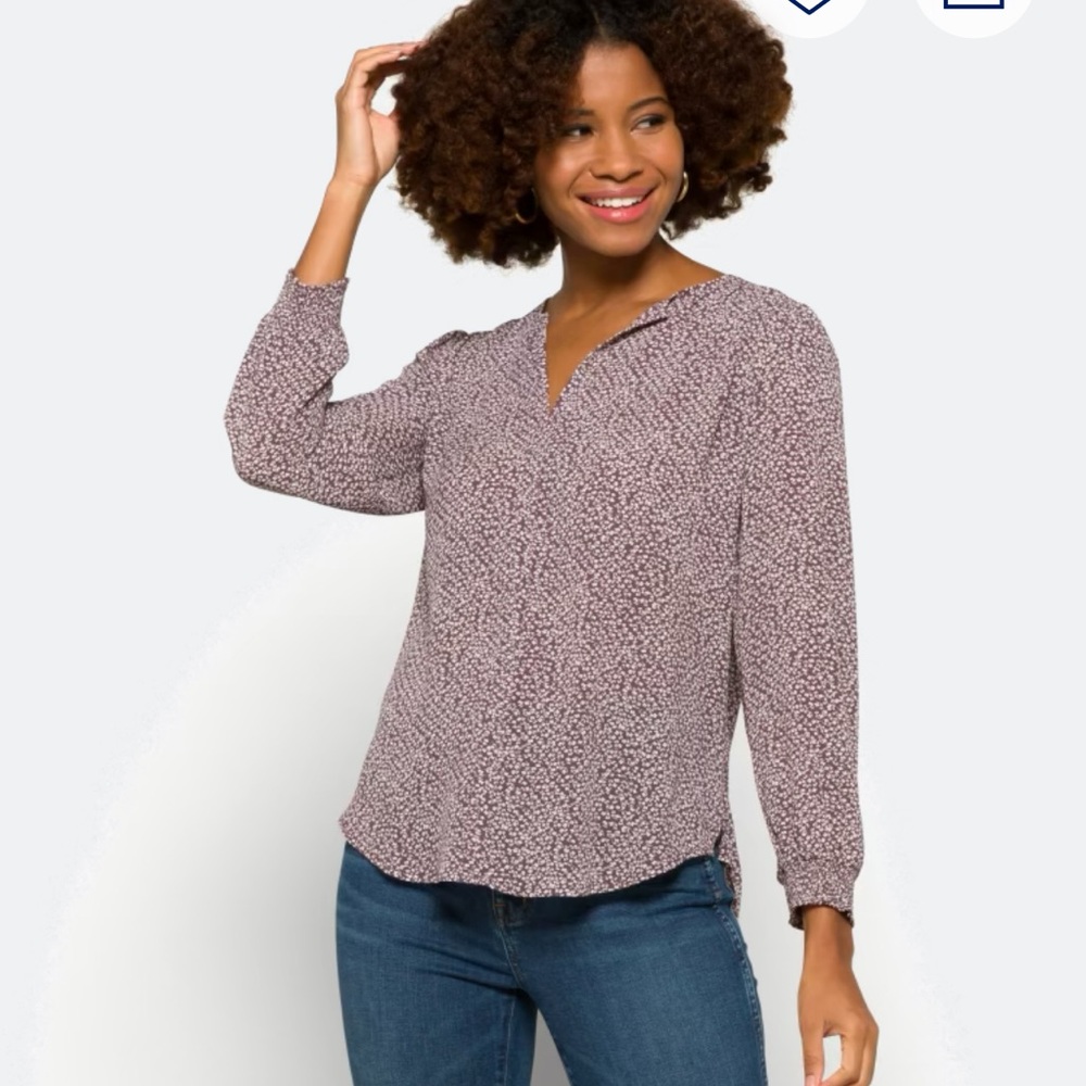 Fun 2 Fun Lavender Patterned Blouse - image 1